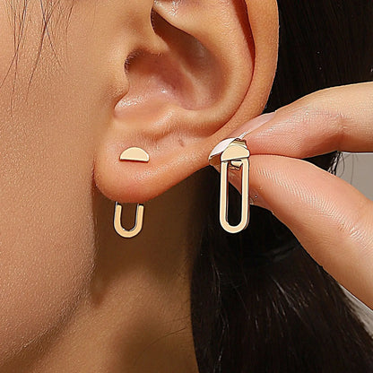 Chic Retro Minimalistische Geometrische Vierkante Afneembare Driehoek Stud Oorbellen - Perfecte Mode Accessoires voor Vrouwen & Ideale Feestcadeaus!