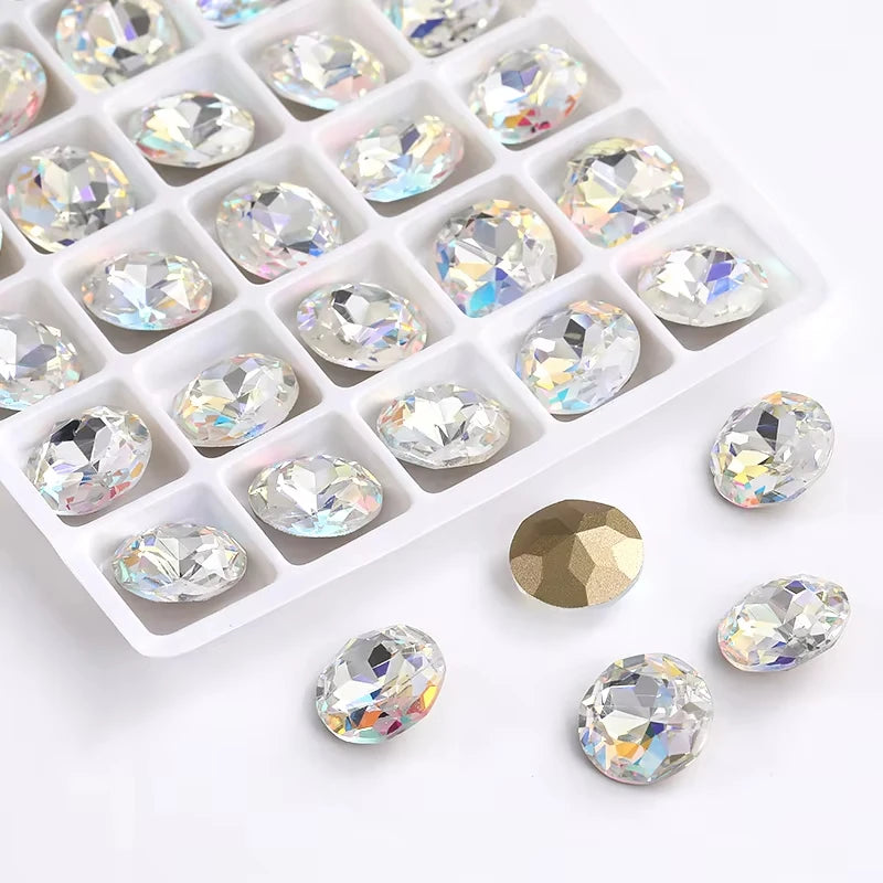 20 Pieces of Round K9 Glass Rhinestones Pointback Crystal 32 Facet Loose Stones for Jewelry Making Nail Art Garment Decor