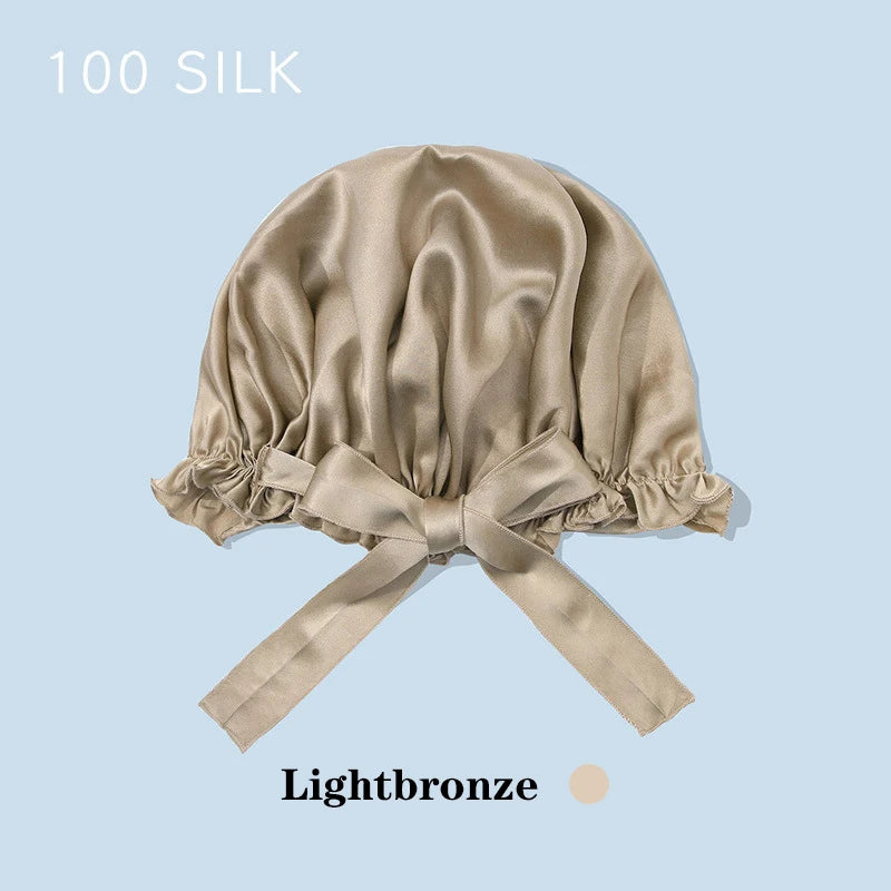 22 Momme 100% Mulberry Silk Bonnet Hair Wrap for Sleeping, Adjustable Silk Scrunchies Sleep Cap for Women Men Hair Care