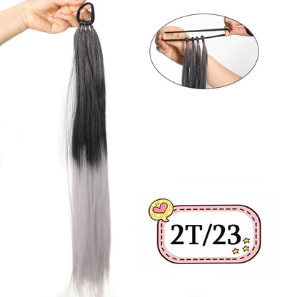 Verhoog je uitstraling met LUPU 28-inch Synthetische Paardenstaart Extensions - Veelkleurige Doe-Het-Zelf Vlechtstijlen voor Vrouwen en Meisjes in Zwart en Bruin