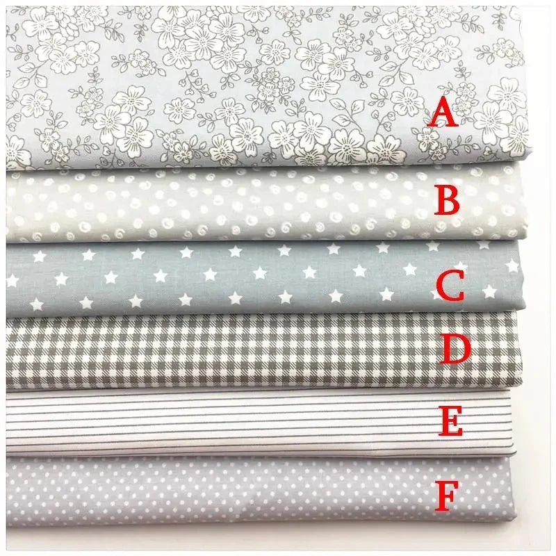Gray Floral Cotton Fabric 160x50cm Printed Quilting Fabric for Sewing Patchwork Baby Bedding DIY