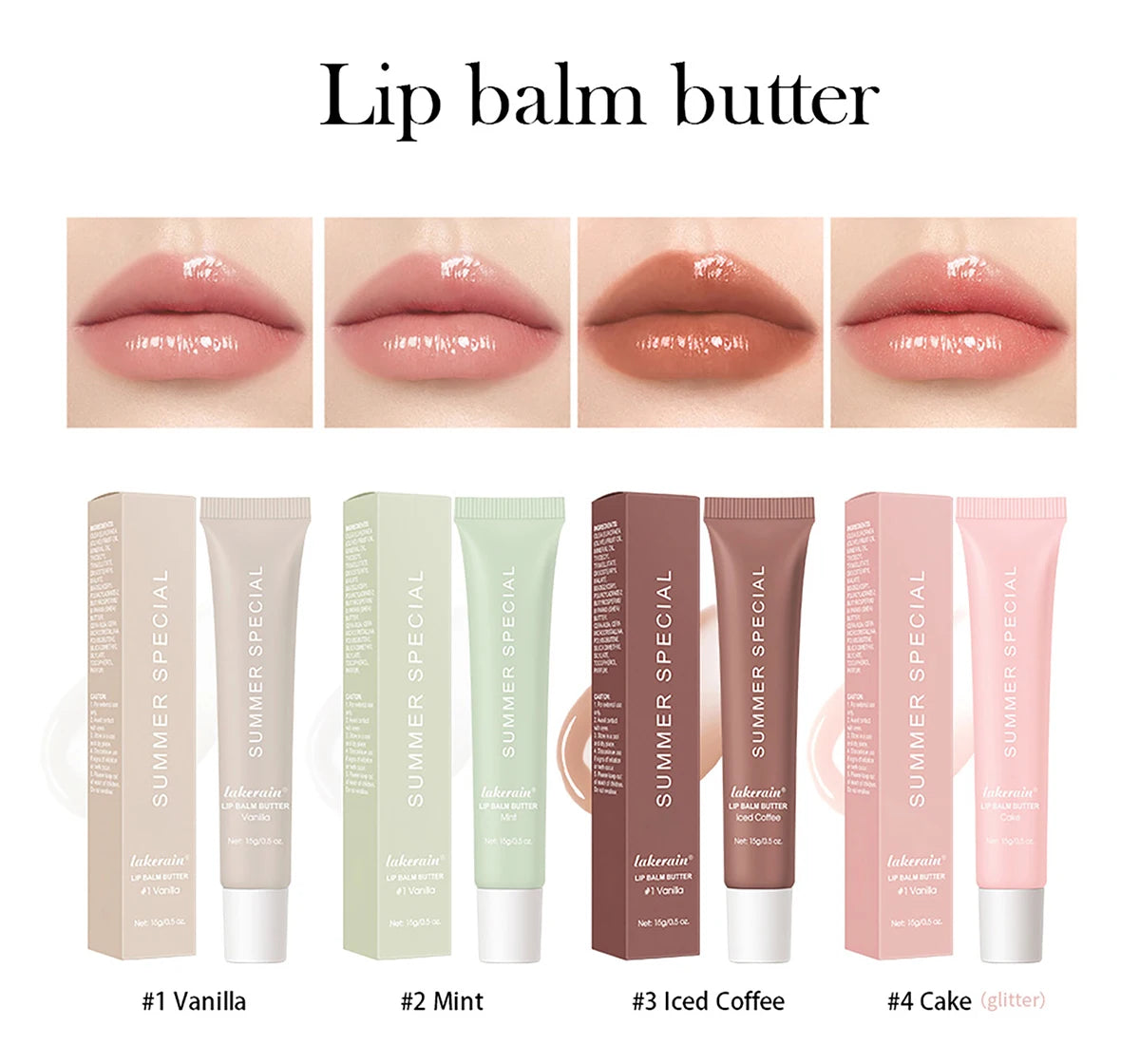 Luxe Hydraterende Lippenboter Balsem Set - 4 Stuks voor Volle, Glanzende Lippen met Diepe Hydratatie en Glans