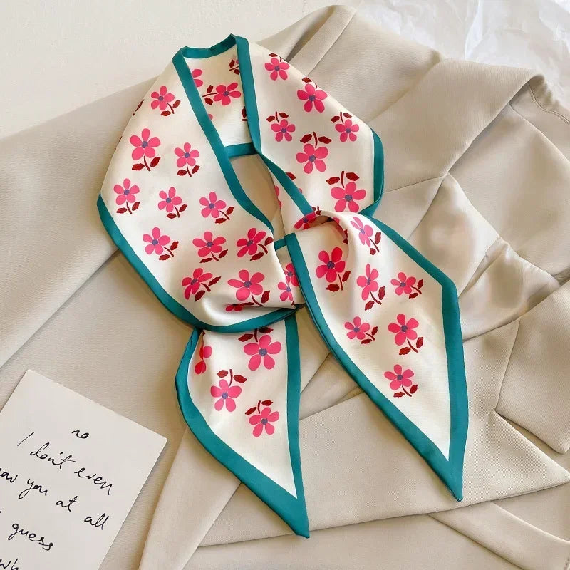Trendy Floeiende Satijnen Zijde Haar Riem Sjaal voor Vrouwen – Stijlvolle Nekstrik, Tas Sjaal en Skinny Haarband – 2024 Collectie