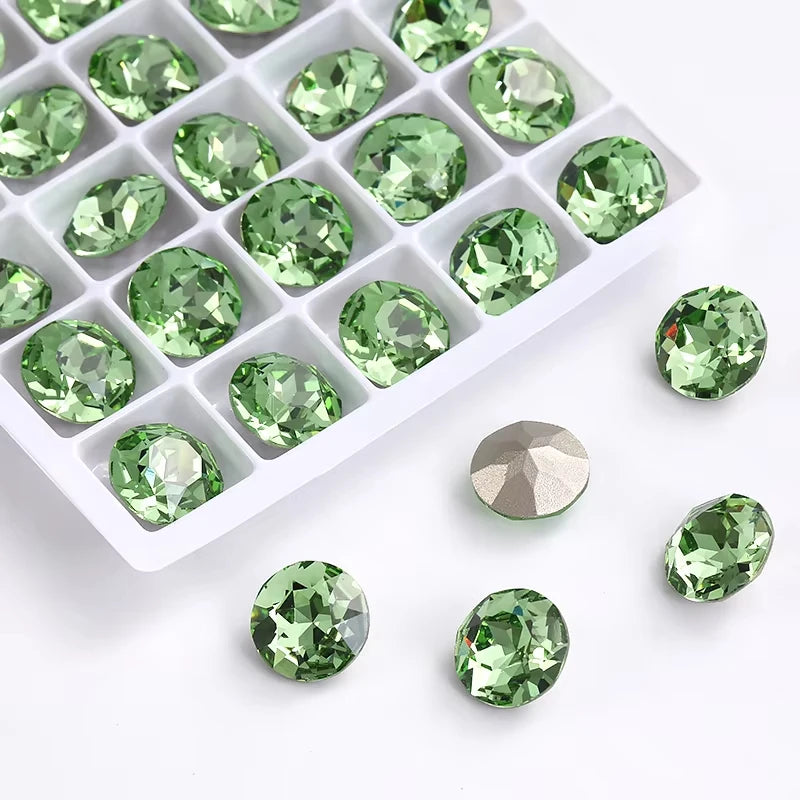 20 Pieces of Round K9 Glass Rhinestones Pointback Crystal 32 Facet Loose Stones for Jewelry Making Nail Art Garment Decor