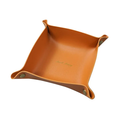 Chic Nordic Leren Opbergbak - Elegante Bureau Organizer voor Sleutels, Sieraden en Cosmetica - Vouwbare Thuisdecoratie Oplossing