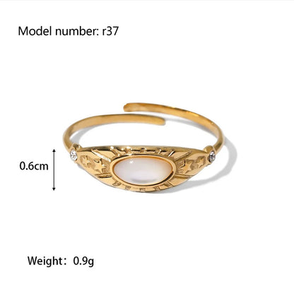 2025 Retro Hollow Zirconringen voor Vrouwen – Luxe Gouden Slangontwerp Trendsettende RVS Sieraden