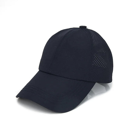Chic Zomer Effen Baseball Cap voor Vrouwen - Stijlvolle Athleisure Cross Ponytail Hoed met Sneldrogend Gaas Visor