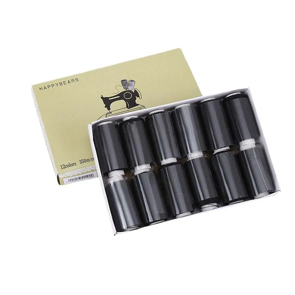Lot de 12 bobines fil couture polyester 350 m couture main machine DIY mercerie