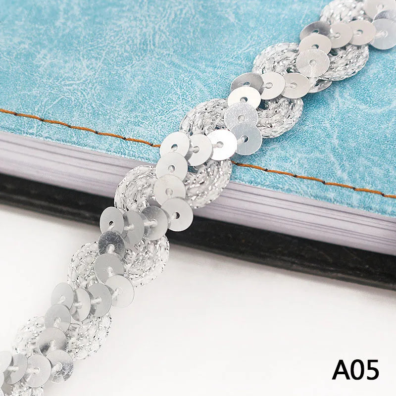 Sequin Ribbon Lace Trim 5m Sparkly Sequin Fabric Trim for Sewing Headdress Wedding Decor DIY Crafts