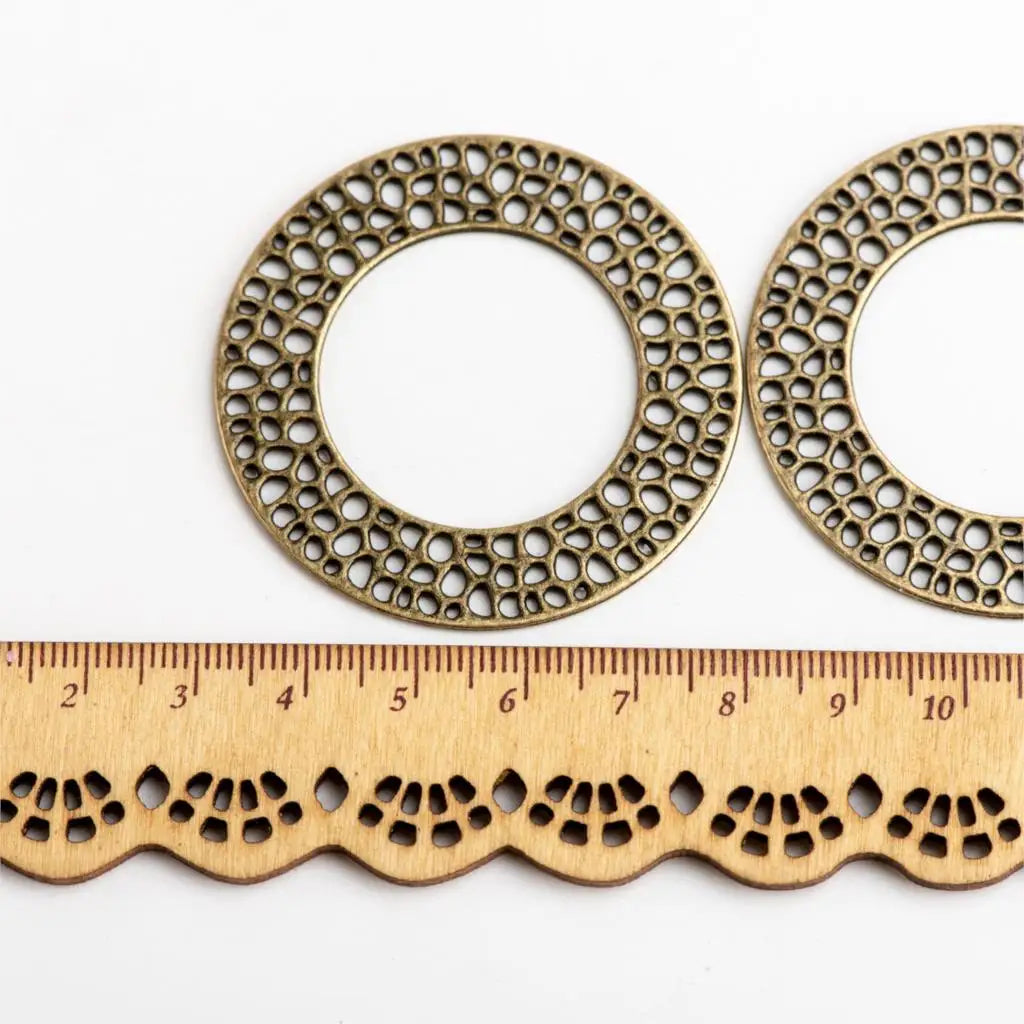 Round Filigree Pendant Charms for Jewelry Making Copper Alloy Circle Connectors DIY Earrings Necklaces Craft Supplies