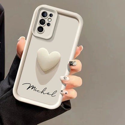 Luxe 3D Hart Case met Gepersonaliseerde Naam voor Samsung Galaxy S25, S24, S23, S22, S21, S20 Ultra Plus – Een Unieke Hoes voor Jouw S23 en S21 FE