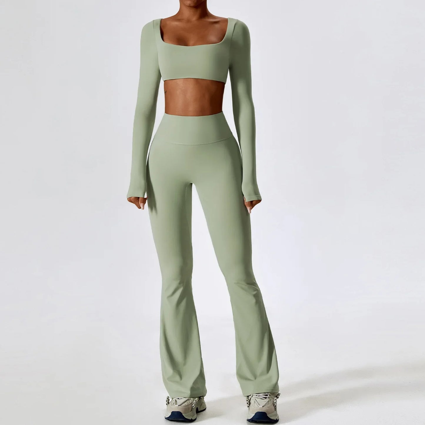 Til je training naar een hoger niveau: 2-delige dames yoga set met hoge taille flare leggings en stijlvolle mouwloze vest top voor ultiem comfort en prestaties