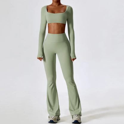 Til je training naar een hoger niveau: 2-delige dames yoga set met hoge taille flare leggings en stijlvolle mouwloze vest top voor ultiem comfort en prestaties