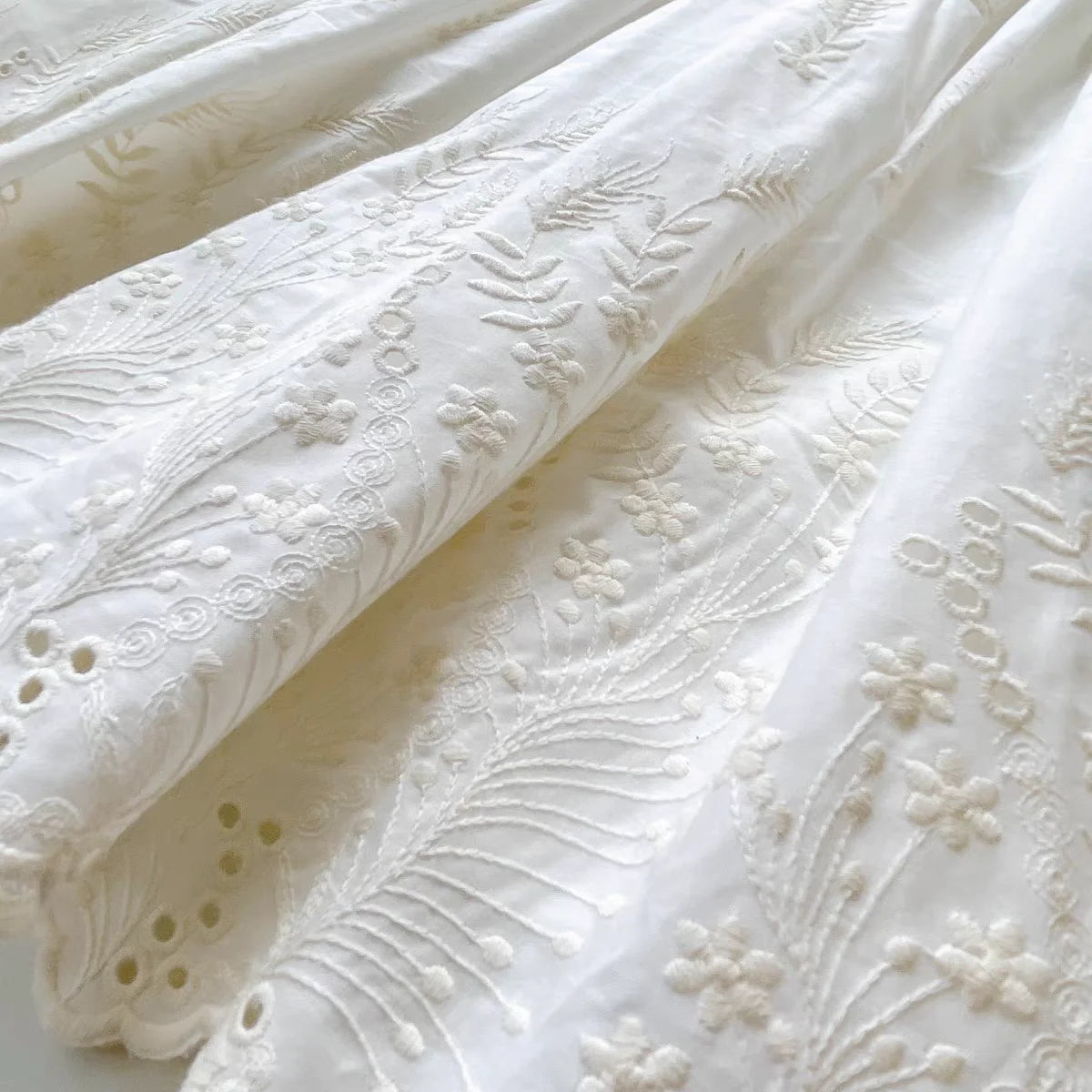 1 Yard White Cotton Jacquard Lace Fabric Baby Clothes Skirt Hem DIY Sewing Home Decoration