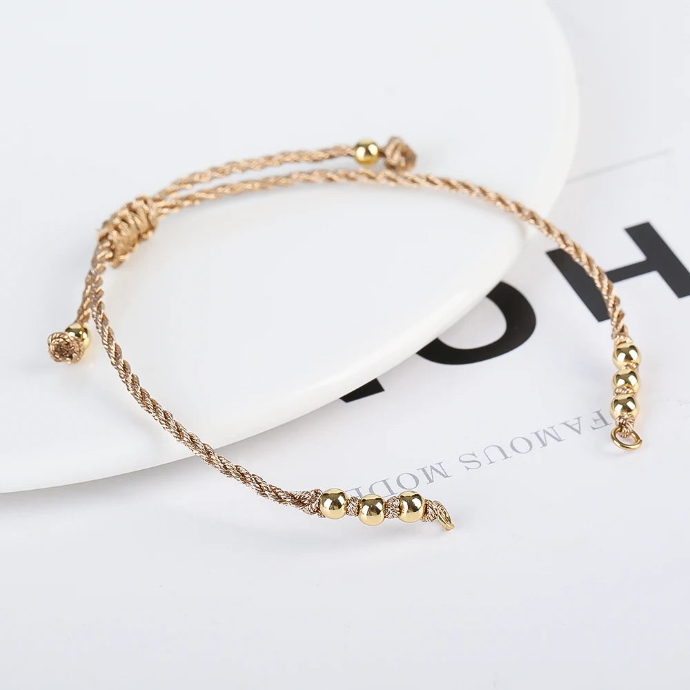 DIY Armband Rohling handgewebt verstellbar mit Goldperlen Schmuckzubehör Bastelbedarf