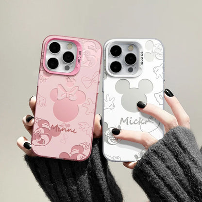Disney's Schattige Mickey & Minnie Mouse Back Shadow iPhone Hoes - Perfecte Pasvorm voor 11 Pro Max, 12, 13, 14, 15, 16, en alle modellen, inclusief 7, 8 Plus, XR, XS Max, en Mini!