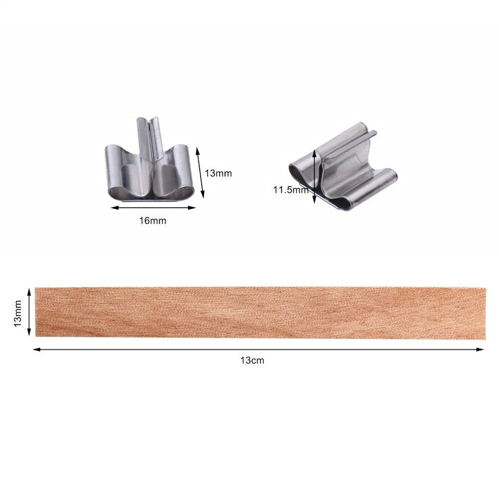 Wooden Candle Wicks with Metal Base Natural Wood Wick Cores for Soy Wax DIY Candle Making Supplies