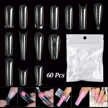 60 stuks Nagelverlengingsvormen voor Snelle UV Gel Polish Toepassing - Perfect voor Acrylnagels en Valse Nagelkunst met Dual System Manicure Accessoires!