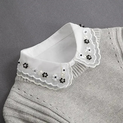Chic 2024 Voorzijde Strik Witte Afneembare Kant Kraag voor Dames – Vintage Stijl Blouse Accessoire voor een Modebewuste Uiterlijk