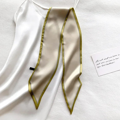 Trendy Floeiende Satijnen Zijde Haar Riem Sjaal voor Vrouwen – Stijlvolle Nekstrik, Tas Sjaal en Skinny Haarband – 2024 Collectie