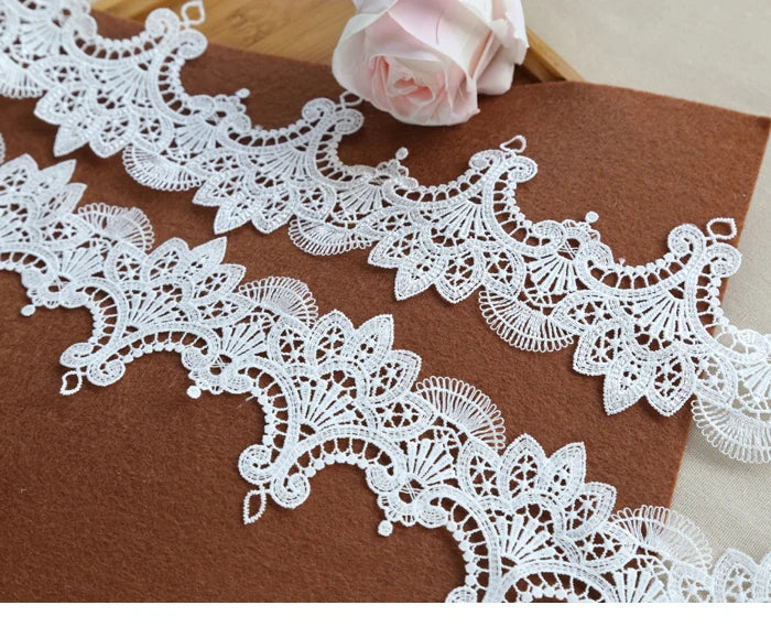 8.1cm Floral Embroidered Lace Trim Polyester Sewing Lace for Clothing Decor DIY Crafts