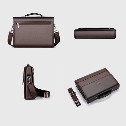 Stijlvolle PU Leren Heren Tote Laptoptas - Veelzijdige Business Schoudertas met Laptopcompartiment en Document Organizer voor 2025