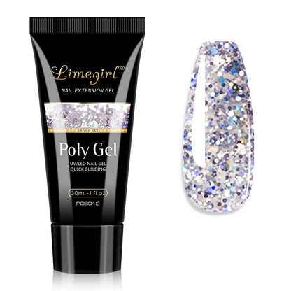 LIMEGIRL 30ml Glanzend Nageluitbreidingsgel - Kristal-Infused Acryl Poly UV Formule voor Snelle en Gemakkelijke Manicures!