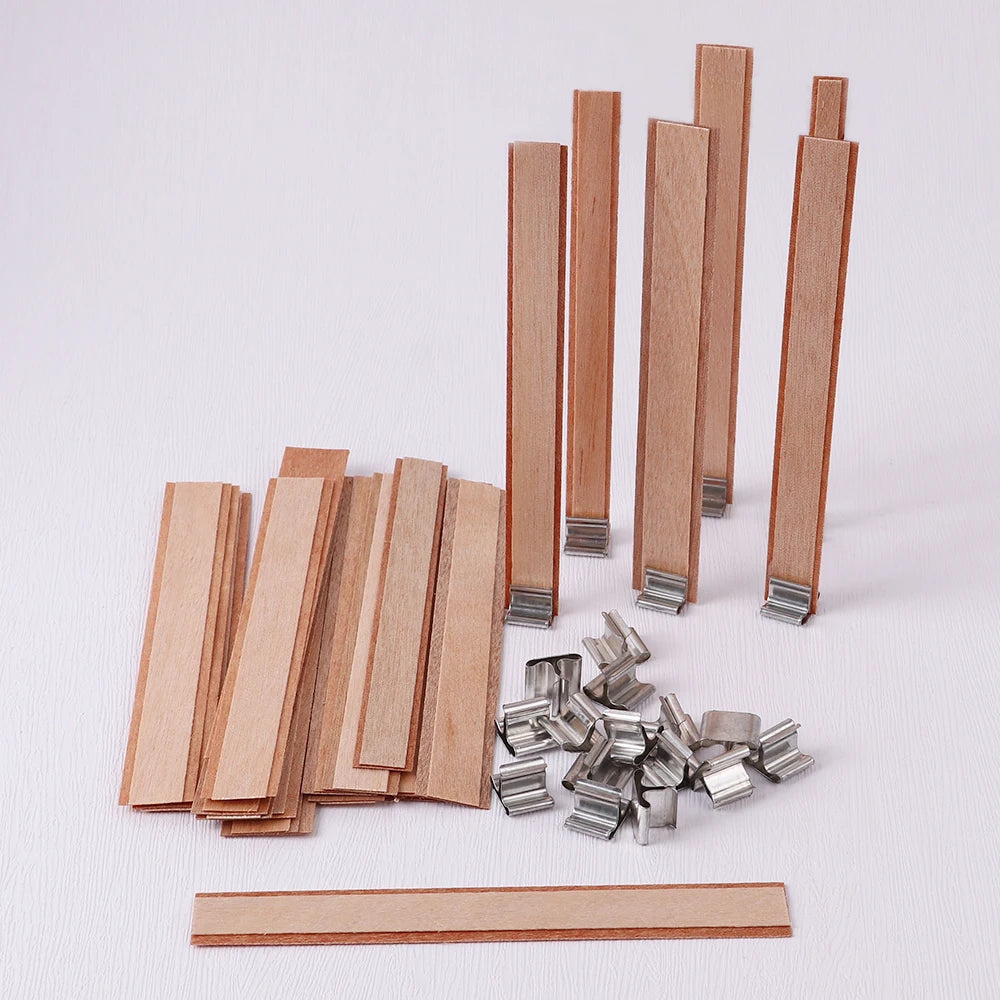 Double Layer Wooden Candle Wicks with Base for Soy Wax DIY Candle Making Supplies