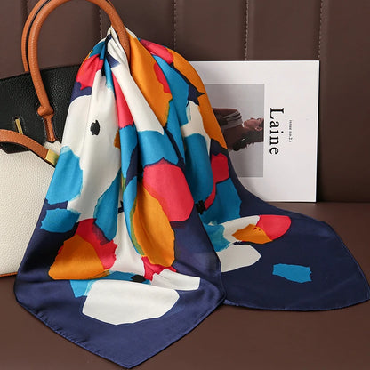 2024 Elegante Zijden Kattenprint Sjaal - Stijlvolle Hoofddoek & Sjaaltje voor Vrouwen - Luxueuze Satijnen Vierkante Sjaal & Multifuntionele Hijab Bandana