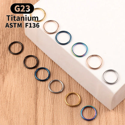 G23 Titanium Nose Rings Mixed Color Body Clips Hoop For Women Men Cartilage Piercing Jewelry Segment Lip Ear L Ring Hoop