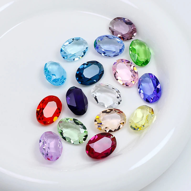 Oval K9 Crystal Pointback Rhinestones 10x14mm 13x18mm Glass Fancy Stones for Jewelry Making Nail Art Garment Decor