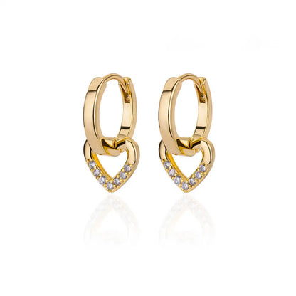 Elegante Gouden Zirkonia Hart Dangle Oorbellen voor Vrouwen en Meisjes - Luxueuze Koppel Sieraden Perfect voor Feestjes en Cadeaus