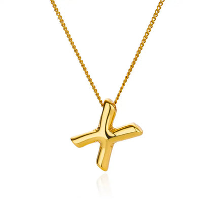 Stijlvolle Chunky Initial Hangertjes Kettingen voor Vrouwen - Gouden RVS A tot Z Bedels, Waterdichte Sieraden Perfect als Verjaardagscadeaus!
