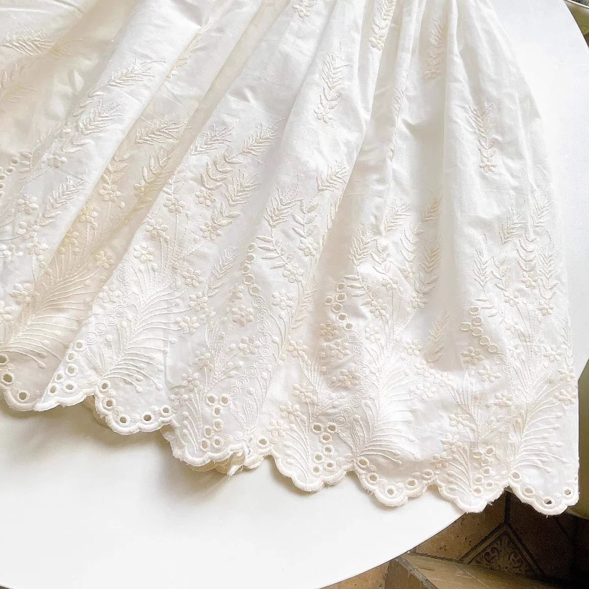 1 Yard White Cotton Jacquard Lace Fabric Baby Clothes Skirt Hem DIY Sewing Home Decoration