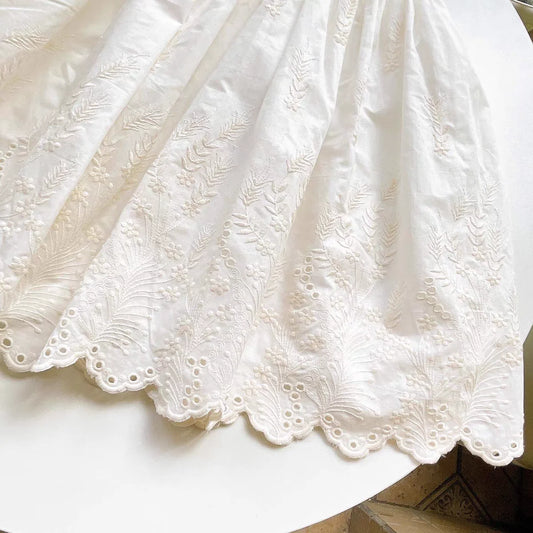 1 Yard White Cotton Jacquard Lace Fabric Baby Clothes Skirt Hem DIY Sewing Home Decoration
