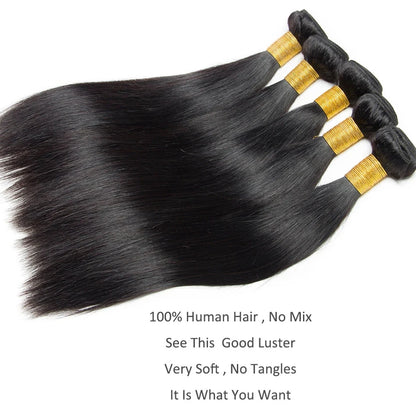 Luxe 12A Braziliaanse Steile Haar Weave Bundels - 100% Remy Menselijk Haar in Natuurlijke Kleur (8-32 Inch, 1/3/4 Bundels)