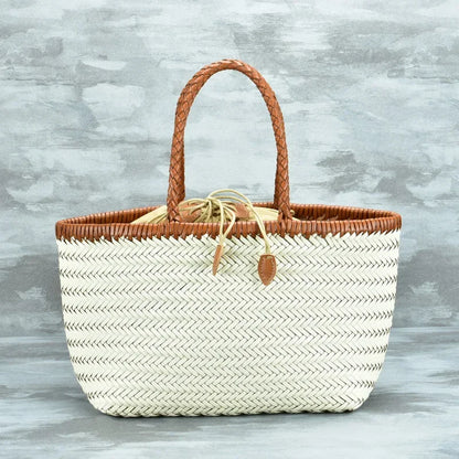 Luxe Dames Echte Lederen Gevlochten Schoudertas - Vintage Grote Handtas voor Chic Casual Winkelen en Alledaagse Stijl