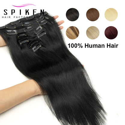 Sappige Jet Zwarte 100% Menselijke Haar Clip-In Extensions - Remy Kwaliteit, 30-60 Centimeter, Volledige Hoofdset (7 Stukken)