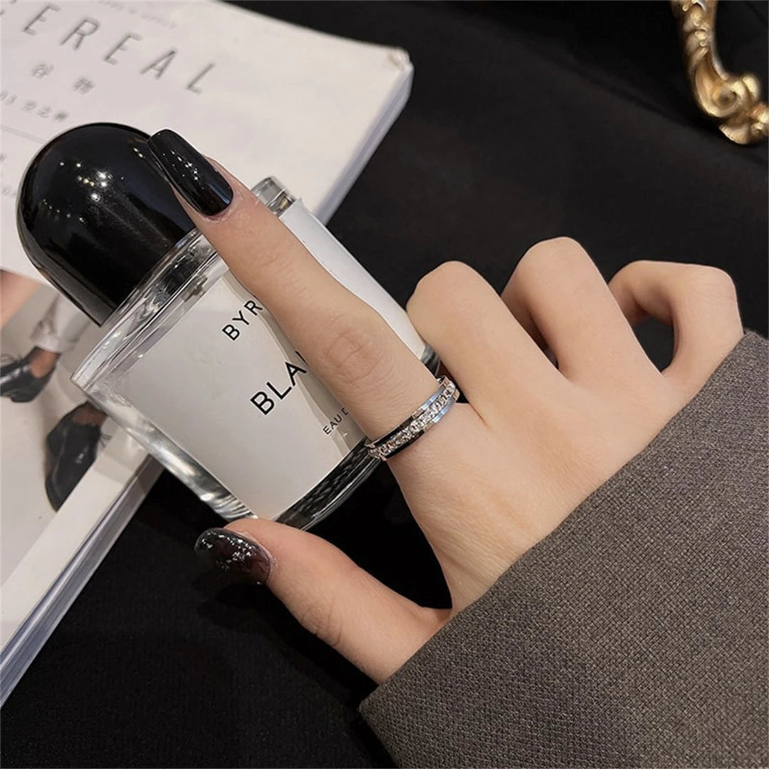 Elegante Roségouden Dubbele Rij Vierkante Zirkonia RVS Ring – Romantische Sieraden voor de Verloving en Bruiloft van Vrouwen