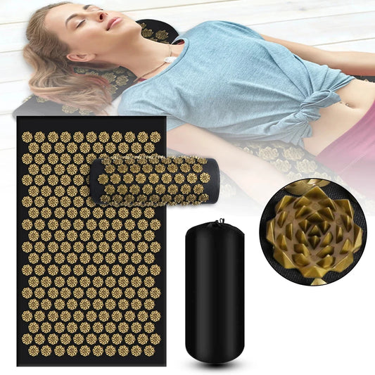 Ervaar ultieme ontspanning met Kuznetsov's antislip acupressuur yogakussen: Sensi massagemat met voetmassage met naalden en fitnesskussen voor de nek