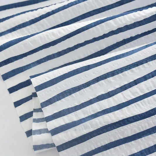 Pure Cotton Seersucker Fabric Hand Painted Stripe Sewing Fabric for DIY Shirts Pants Clothing Crafts