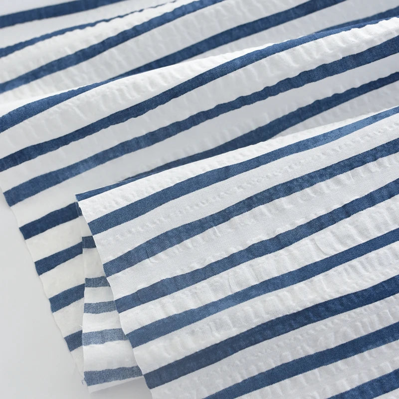 Pure Cotton Seersucker Fabric Hand Painted Stripe Sewing Fabric for DIY Shirts Pants Clothing Crafts