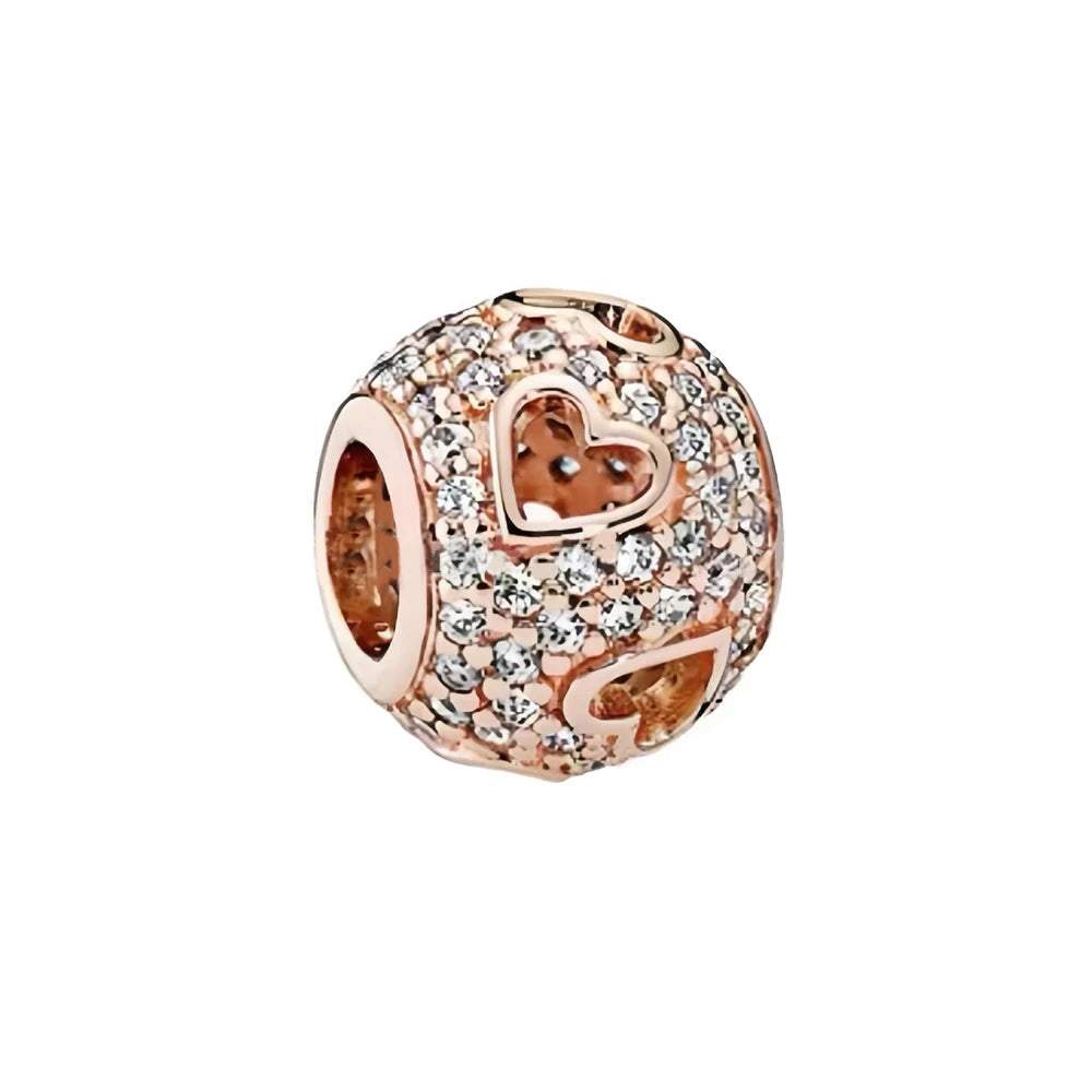 925 Sterling Silver Charm Beads Hearts Scooter Dumbbell Pearl DIY Bracelet Jewelry Making Supplies