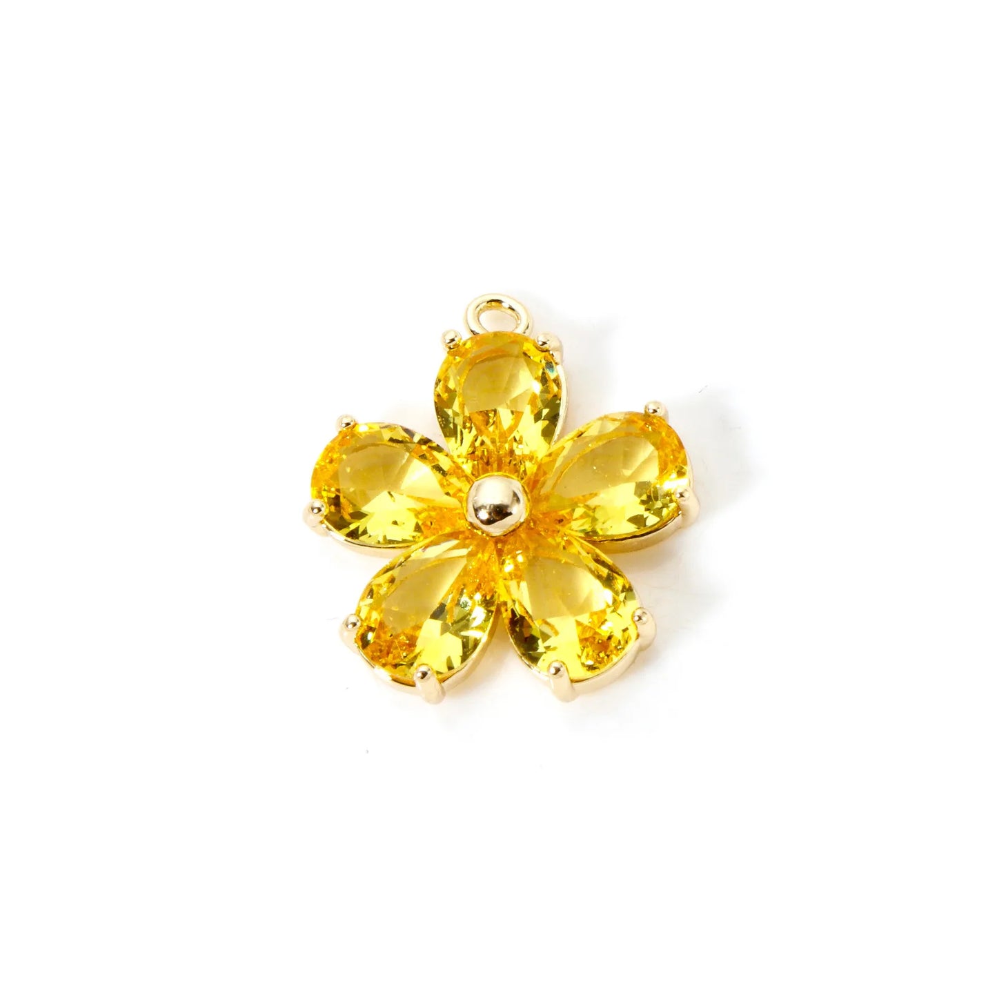 Glass Flower Charm 18K Gold Plated Brass Jewelry Making Supply