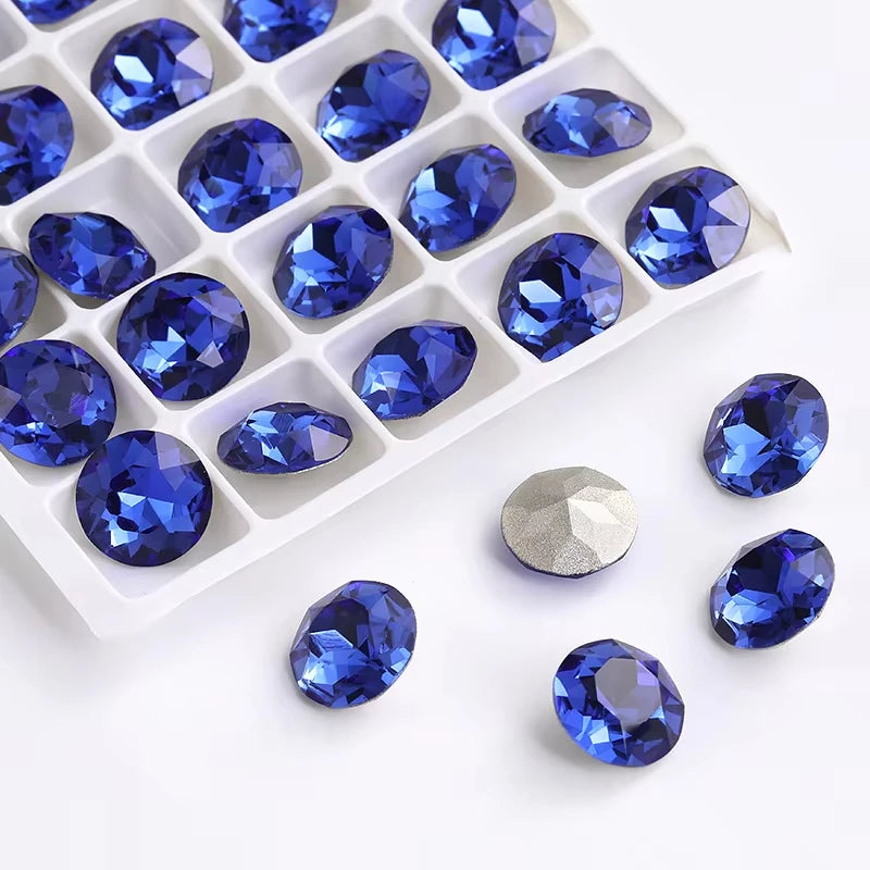 20 Pieces of Round K9 Glass Rhinestones Pointback Crystal 32 Facet Loose Stones for Jewelry Making Nail Art Garment Decor