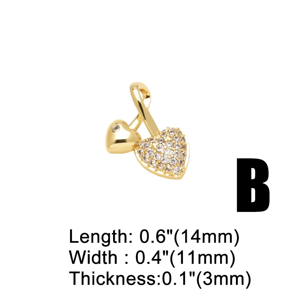 Gold Plated CZ Charms Rose Heart Money Bag Chili Pendants Copper DIY Bracelet Jewelry Making Supplies