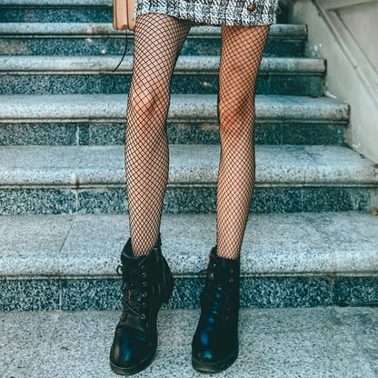 Aantrekkelijke Machten Visnet Panty voor Vrouwen - Stijlvolle Jacquard Lange Bodystockings & Naad Elegantie in Zwarte Kousen