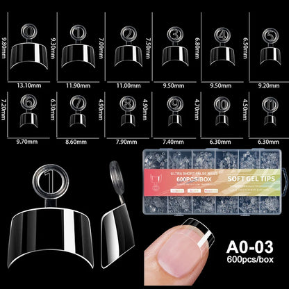 Elegante Amandel Franse Coffin Zachte Gel Nepvalse Nageltips - Volledige Bedekking Semi-Matte Extensions voor een Gepolijst Uiterlijk