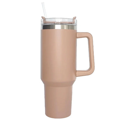 Extra grote 40oz geïsoleerde mok met handvat, deksel en rietje - Perfecte roestvrijstalen koffie reisthermosbekertje!