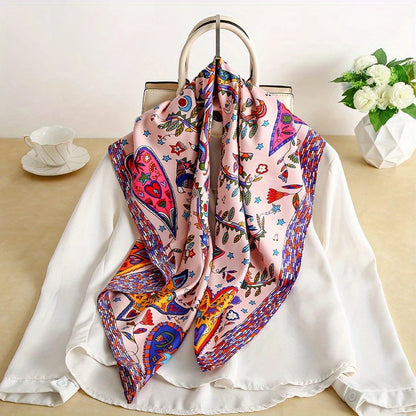 Elegante 90x90cm Twill Zijde-gevoel Vierkante Sjaal voor Dames - Luxe Haar Boomprint Hoofddoek, Sjaal en Nek Sjaal, Perfect voor Hijab of Bandana-stijl!